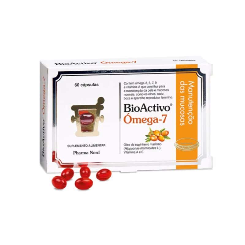 BioActivo Ómega-7 Pharma Nord 60 cápsulas com óleo de espinheiro-marítimo para suporte das mucosas e bem-estar geral