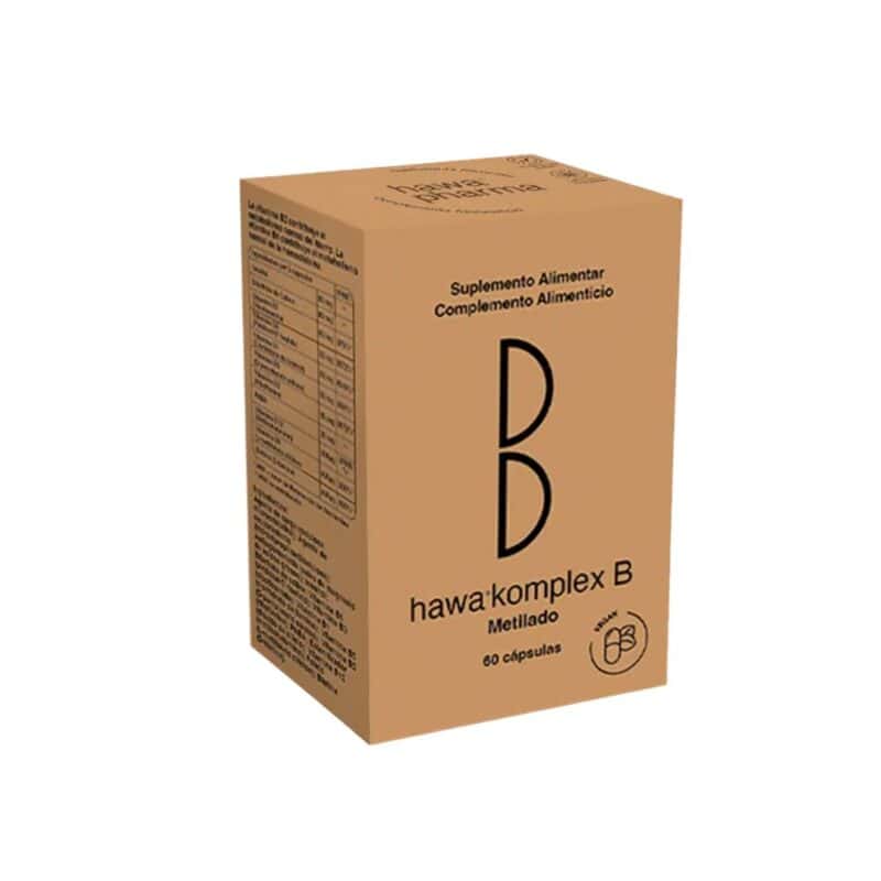 Hawa Komplex B Metilado Hawa Pharma em cápsulas, suplemento alimentar com vitaminas do complexo B em formas ativas.