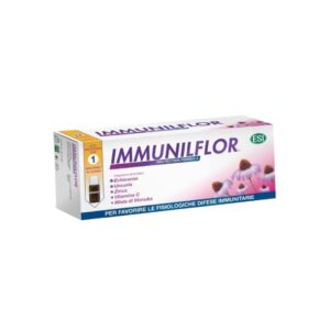 Immunilflor ESI em ampolas bebíveis, suplemento alimentar para apoio do sistema imunitário e equilíbrio da flora intestinal.