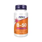 Vitamina B-50 100 cápsulas Now Foods, suplemento alimentar com complexo de vitaminas do grupo B