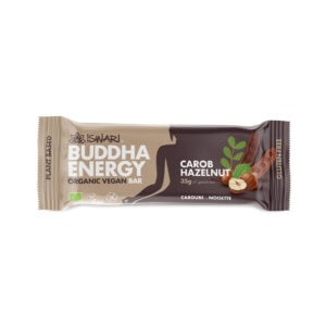 Barra energética Buddha Energy Bar Iswari de alfarroba e avelã em embalagem individual de 35g
