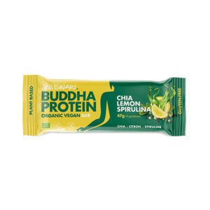 Barra proteica Buddha Protein Bar Iswari de chia, limão e spirulina em embalagem individual de 47g