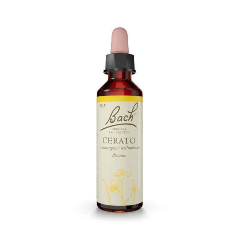 Cerato Floral de Bach Original em frasco de 20 ml, essência floral tradicional para apoio ao bem-estar emocional.