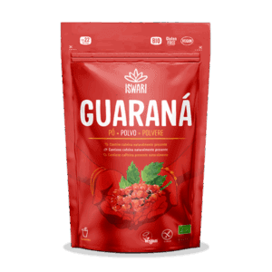 Guaraná em pó Iswari 70g de origem natural, ideal para energia e vitalidade no dia a dia.
