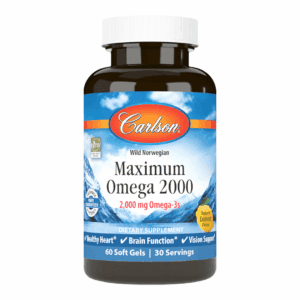 Maximum Omega 2000 60 cápsulas Carlson Labs suplemento de óleo de peixe concentrado com 2000 mg de ómega-3 por dose