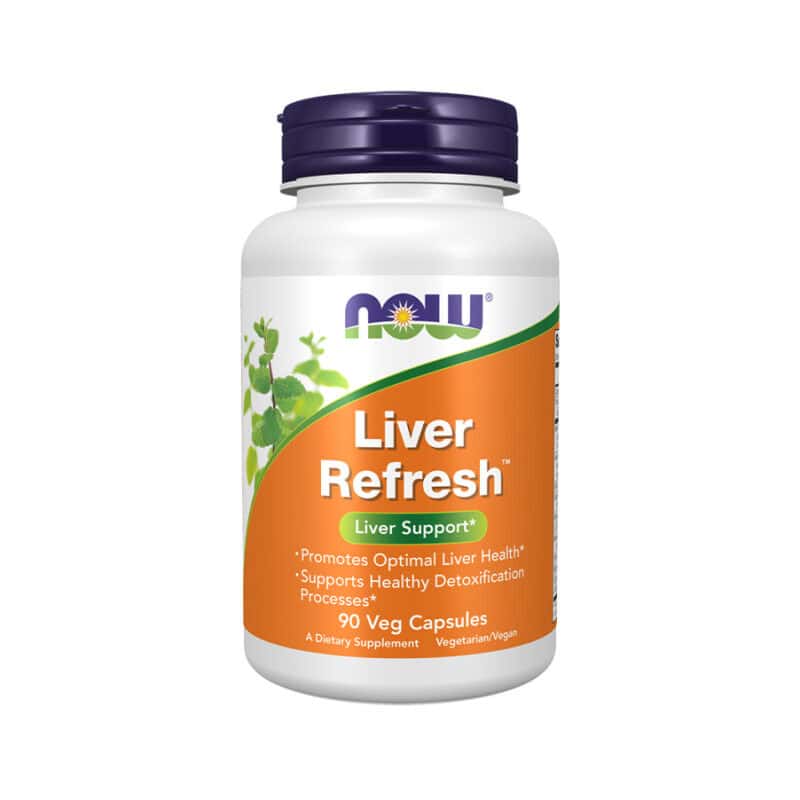 Liver Refresh 90 cápsulas Now Foods, suplemento alimentar com extratos vegetais para suporte da função hepática