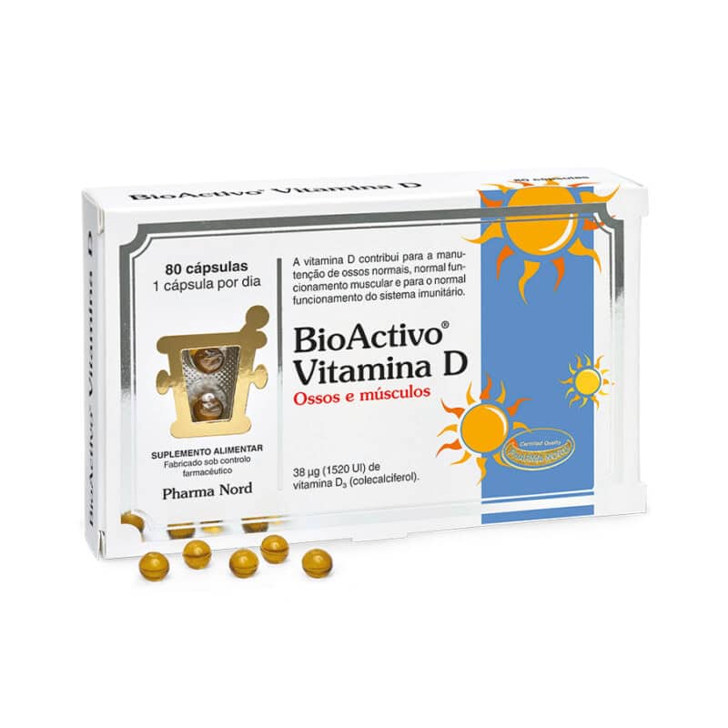 BioActivo Vitamina D Forte 4000UI 80 Cápsulas Pharma Nord suplemento alimentar com vitamina D