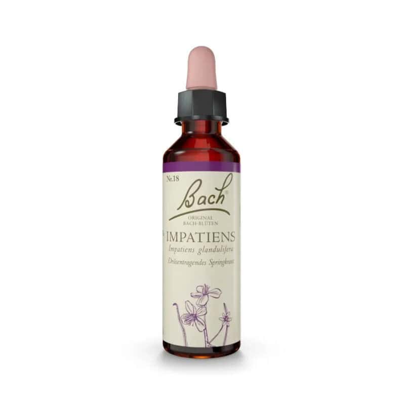Impatiens Floral de Bach Original em frasco de 20 ml, essência floral tradicional associada ao bem-estar emocional