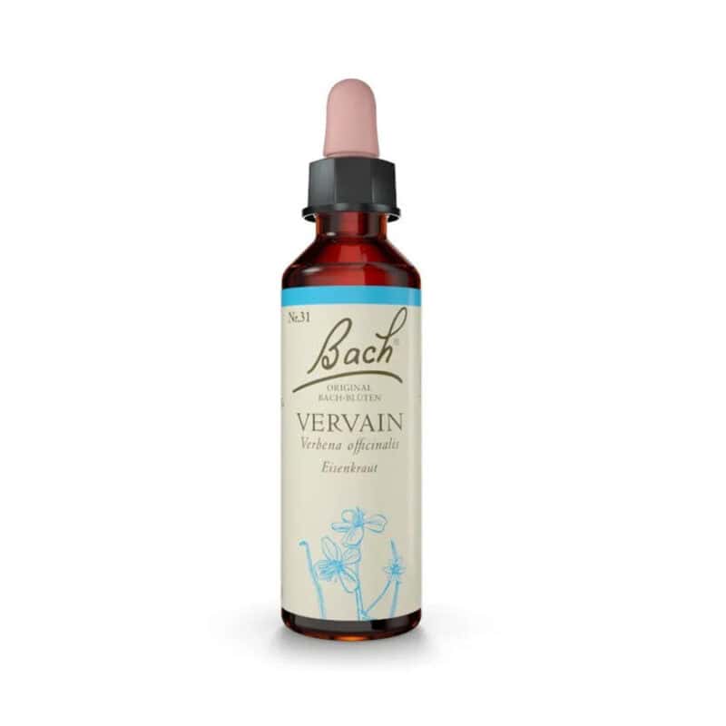 Vervain Floral de Bach Original em frasco de 20 ml, essência floral tradicional associada ao bem-estar emocional.