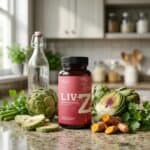 Liv-Z 60 Cápsulas Dharma Botanicals, suplemento alimentar com chicória, quebra-pedra, alcachofra, dente-de-leão, curcuma e alecrim para apoio hepático e digestivo
