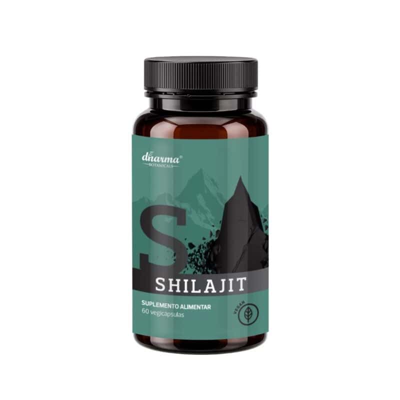 Shilajit 60 cápsulas Dharma Botanicals, suplemento alimentar em cápsulas para apoio à vitalidade e bem-estar geral.