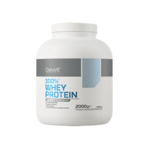 100% Whey Protein French Vanilla 2kg OstroVit, suplemento proteico em pó com concentrado de proteína do soro do leite e sabor french vanilla.