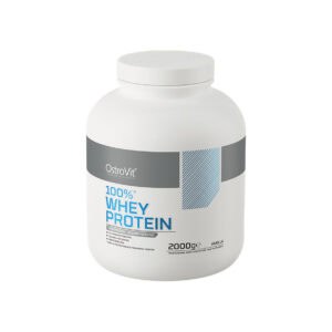 100% Whey Protein French Vanilla 2kg OstroVit, suplemento proteico em pó com concentrado de proteína do soro do leite e sabor french vanilla.
