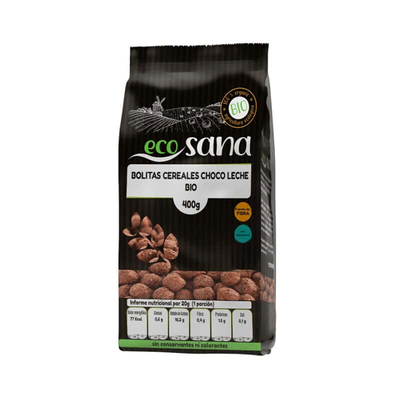 Bolinhas de cereais choco leite bio Ecosana cereal biológico crocante de chocolate e leite