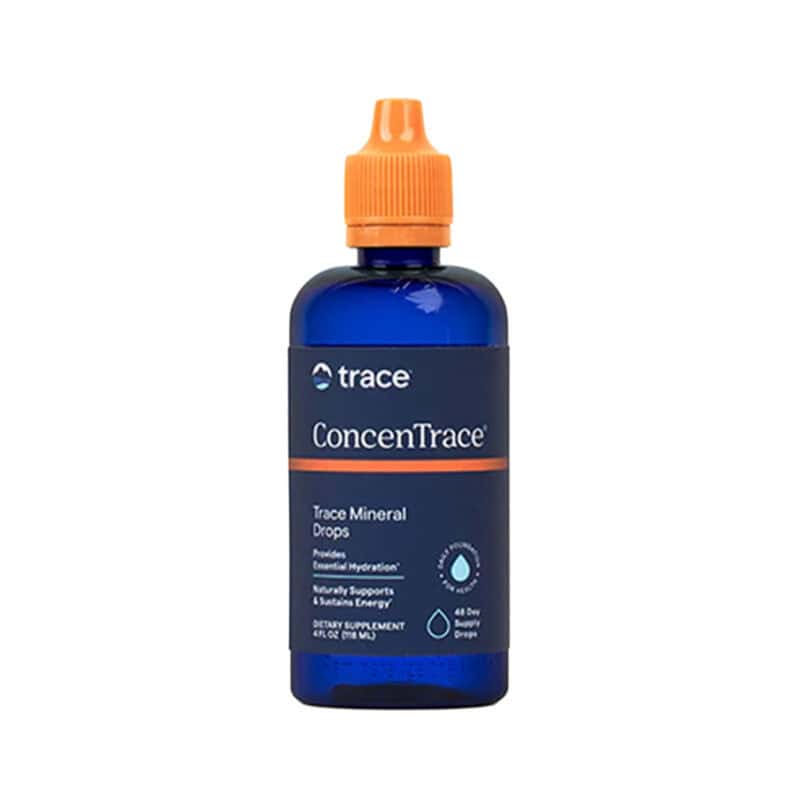 ConcenTrace Drops 118ml Trace Minerals em frasco conta-gotas com minerais iónicos concentrados.
