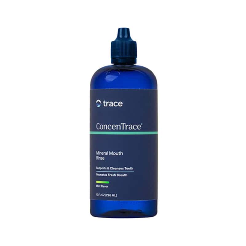 ConcenTrace Mouth Rinse Mint 296ml da Trace Minerals, elixir oral com minerais e sabor a menta em frasco.