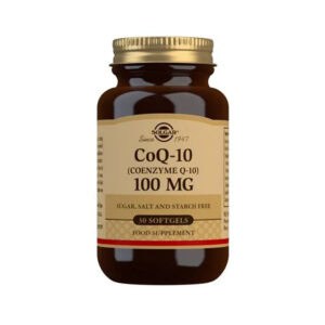 Coenzima Q10 100mg 30 Cápsulas Solgar em frasco de vidro âmbar