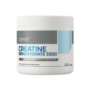 Creatine Monohydrate 3300mg 120 cápsulas OstroVit, suplemento de creatina em cápsulas para apoio ao desempenho físico.