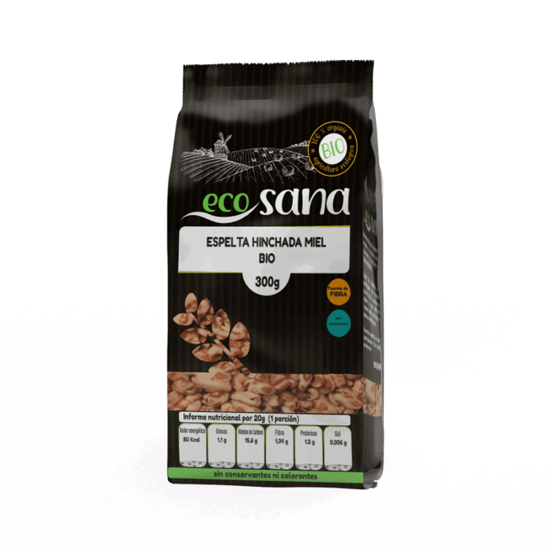 Espelta tufada com mel biológica Ecosana cereal crocante de espelta com mel
