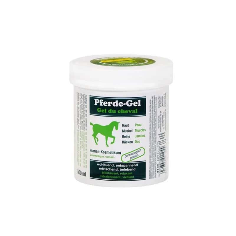 Gel de Cavalo Frio 500ml Pferde-Gel, gel corporal de efeito refrescante para massagem e conforto muscular no dia a dia.