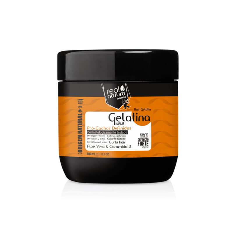 Gelatina Capilar Pro-Cachos Definidos 500ml da Real Natura para definição, controlo e cuidado dos caracóis
