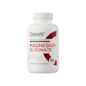 Glicinato de Magnésio OstroVit com 90 cápsulas, suplemento alimentar em cápsulas para complementar a ingestão diária de magnésio.