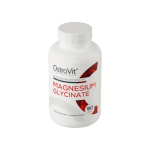 Glicinato de Magnésio OstroVit com 90 cápsulas, suplemento alimentar em cápsulas para complementar a ingestão diária de magnésio.