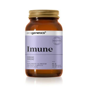 Imune 60 Cápsulas Ecogenetics com vitaminas, zinco, selénio e extratos vegetais para apoio ao sistema imunitário e proteção antioxidante.