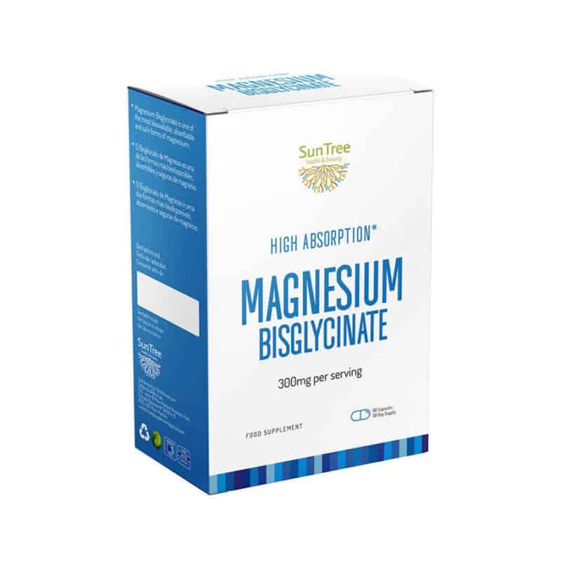 Bisglicinato de magnésio cápsulas Sun Tree suplemento alimentar para sistema nervoso e função muscular