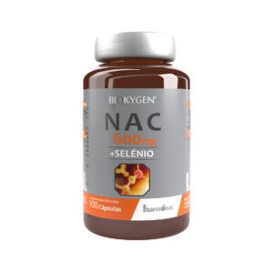 NAC 600mg com selénio cápsulas Biokygen suplemento alimentar com N-acetilcisteína e selénio
