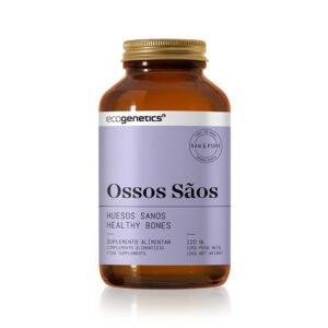 Ossos Sãos 120 Cápsulas Ecogenetics com cálcio, vitaminas D3 e K2, magnésio e nutrientes articulares para apoio ósseo e músculo-esquelético.