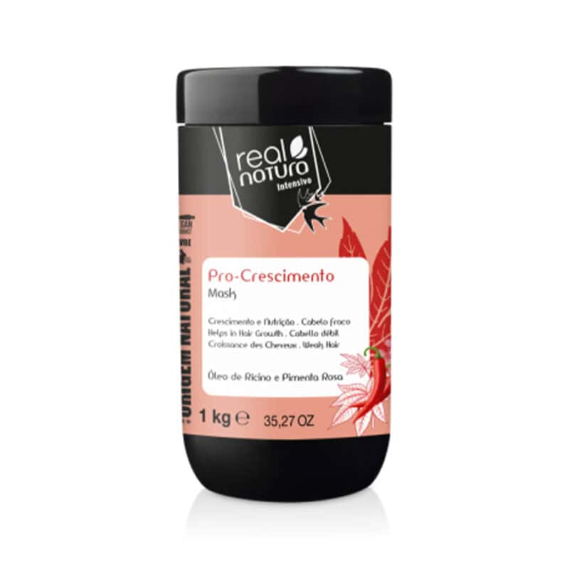 Máscara Capilar Pro-Crescimento 1kg da Real Natura para cuidado, nutrição e fortalecimento do cabelo