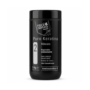 Máscara Capilar Puro Keratina 1kg Real Natura para cuidado intensivo do cabelo.