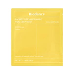 Máscara facial Radiant Vita Niacinamide da Biodance em formato sheet mask iluminadora com niacinamida.