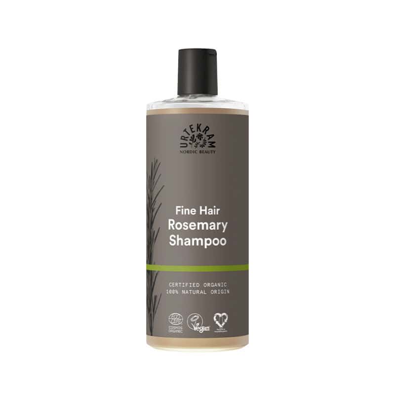 Shampoo de Alecrim para cabelos finos 500ml da Urtekram em frasco verde.