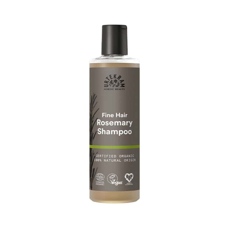 Shampoo de Alecrim para cabelos finos 250ml da Urtekram em frasco verde.