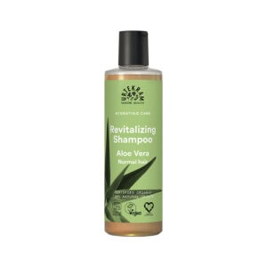 Shampoo Aloe Vera para cabelo normal 250ml da Urtekram em frasco verde.