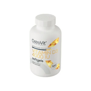 Vitamina D3 4000 IU 120 Cápsulas OstroVit, suplemento alimentar em cápsulas com vitamina D3 e 120 doses por embalagem.