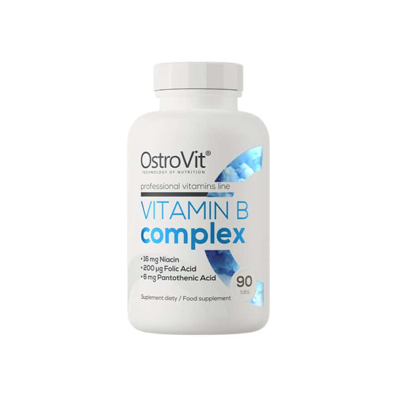 Vitaminas do Complexo B OstroVit com 90 comprimidos, suplemento alimentar para complementar a ingestão diária de vitaminas do grupo B.
