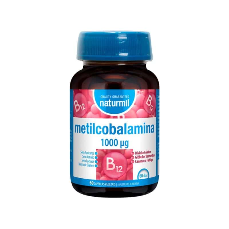 Metilcobalamina 1000mcg 60 cápsulas Naturmil suplemento alimentar de vitamina B12