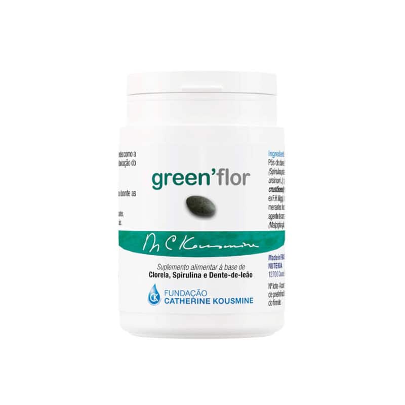 Green Flor 90 Comprimidos Nutergia, suplemento alimentar com clorela, spirulina, inulina, acerola e vitamina C.