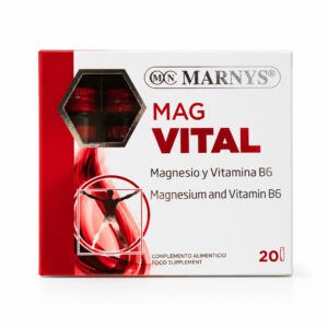 MagVital Magnésio e Vitamina B6 20 ampolas Marnys, suplemento alimentar em formato líquido.