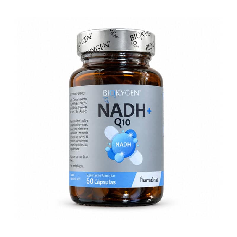 NADH + Q10 60 cápsulas da Biokygen, suplemento alimentar com D-ribose, NADH e coenzima Q10.