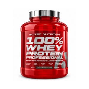 100% Whey Protein Professional sabor chocolate 1816gr da Scitec Nutrition, suplemento de proteína de soro de leite em pó.