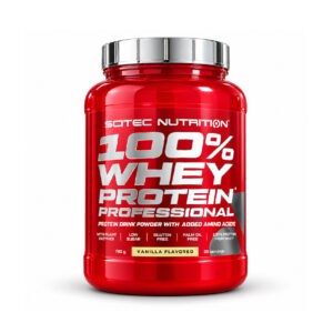 100% Whey Protein Professional sabor baunilha 780gr da Scitec Nutrition, suplemento de proteína de soro de leite em pó.