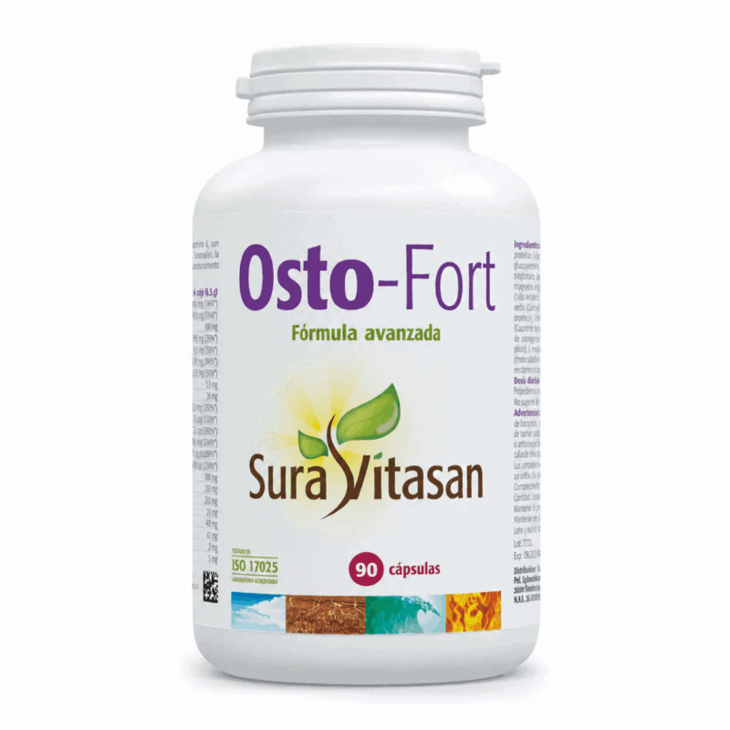 Osto-Fort 90 Cápsulas Sura Vitasan, suplemento alimentar com cálcio, fósforo, vitaminas e minerais para apoio à manutenção de ossos normais