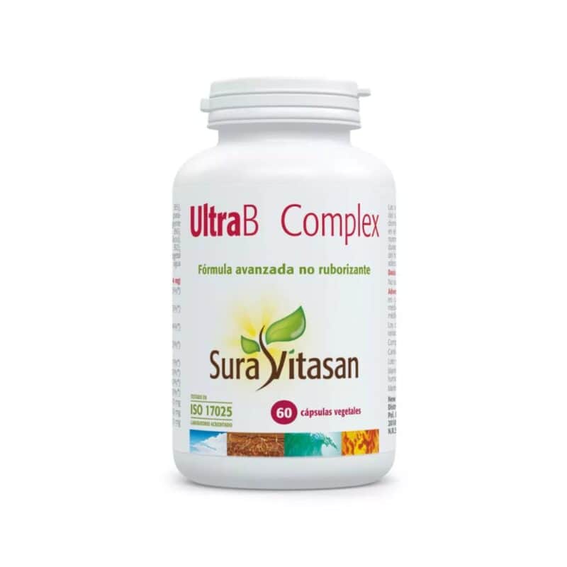 Ultra B Complex 60 Cápsulas Sura Vitasan, suplemento de vitaminas do complexo B com colina e inositol.