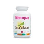 Menopax 60 Cápsulas Sura Vitasan, suplemento feminino com extratos vegetais padronizados para a menopausa.