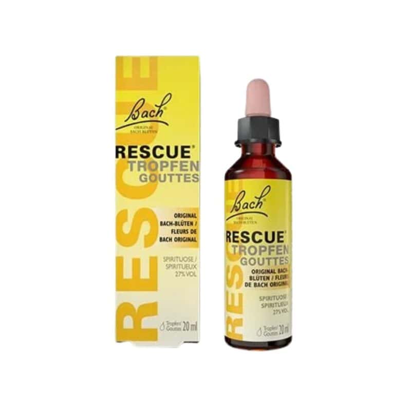 Rescue Remedy Gotas Floral de Bach Original em frasco de 20 ml, combinação de essências florais para apoio emocional.