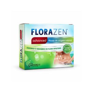 Florazen Advanced 30 Cápsulas Natiris, suplemento alimentar com 12 estirpes probióticas e FOS.